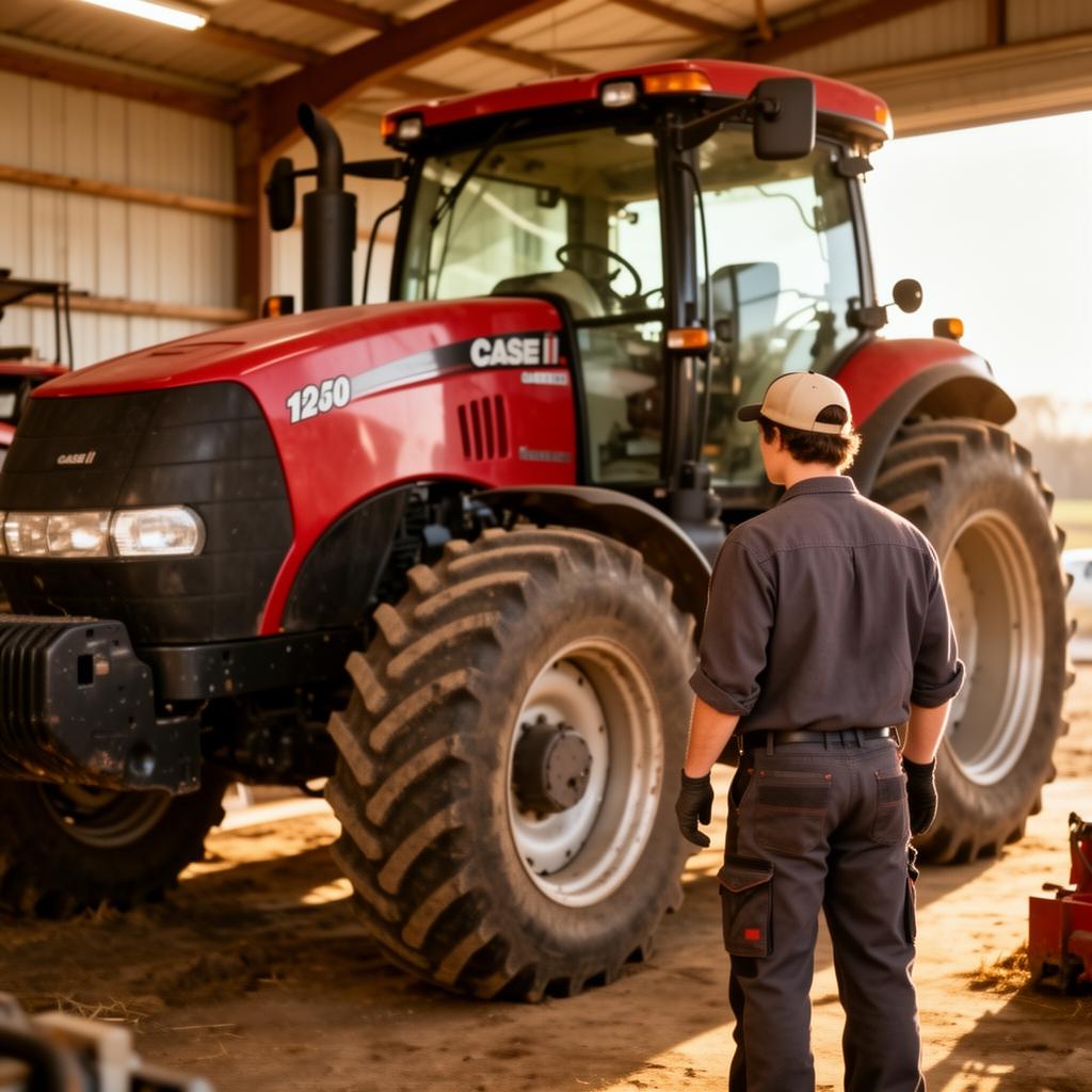 Case Chrisman standing beside a Case IH tractor in the shop